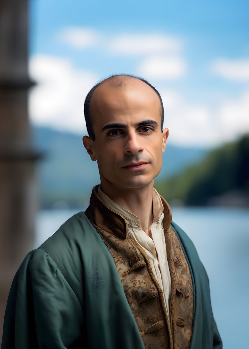 Yuval Noah Harari Leinwand Portrait - Renaissance Stil KI Bild - Poster bei HappyHugPixels