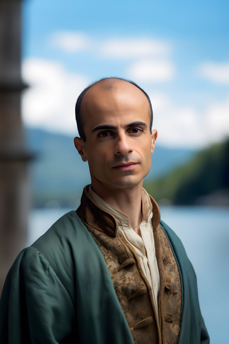 Yuval Noah Harari Leinwand Portrait - Renaissance Stil KI Bild - Poster bei HappyHugPixels