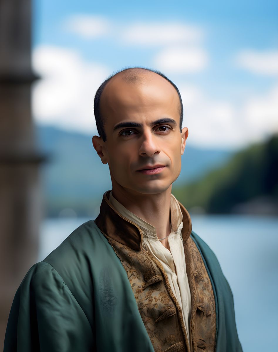 Yuval Noah Harari Leinwand Portrait - Renaissance Stil KI Bild - Poster bei HappyHugPixels