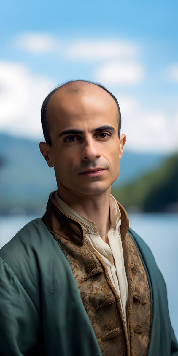 Yuval Noah Harari Leinwand Portrait - Renaissance Stil KI Bild - Poster bei HappyHugPixels