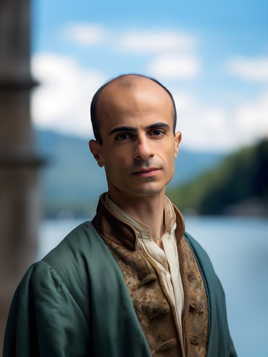 Yuval Noah Harari Leinwand Portrait - Renaissance Stil KI Bild - Poster bei HappyHugPixels