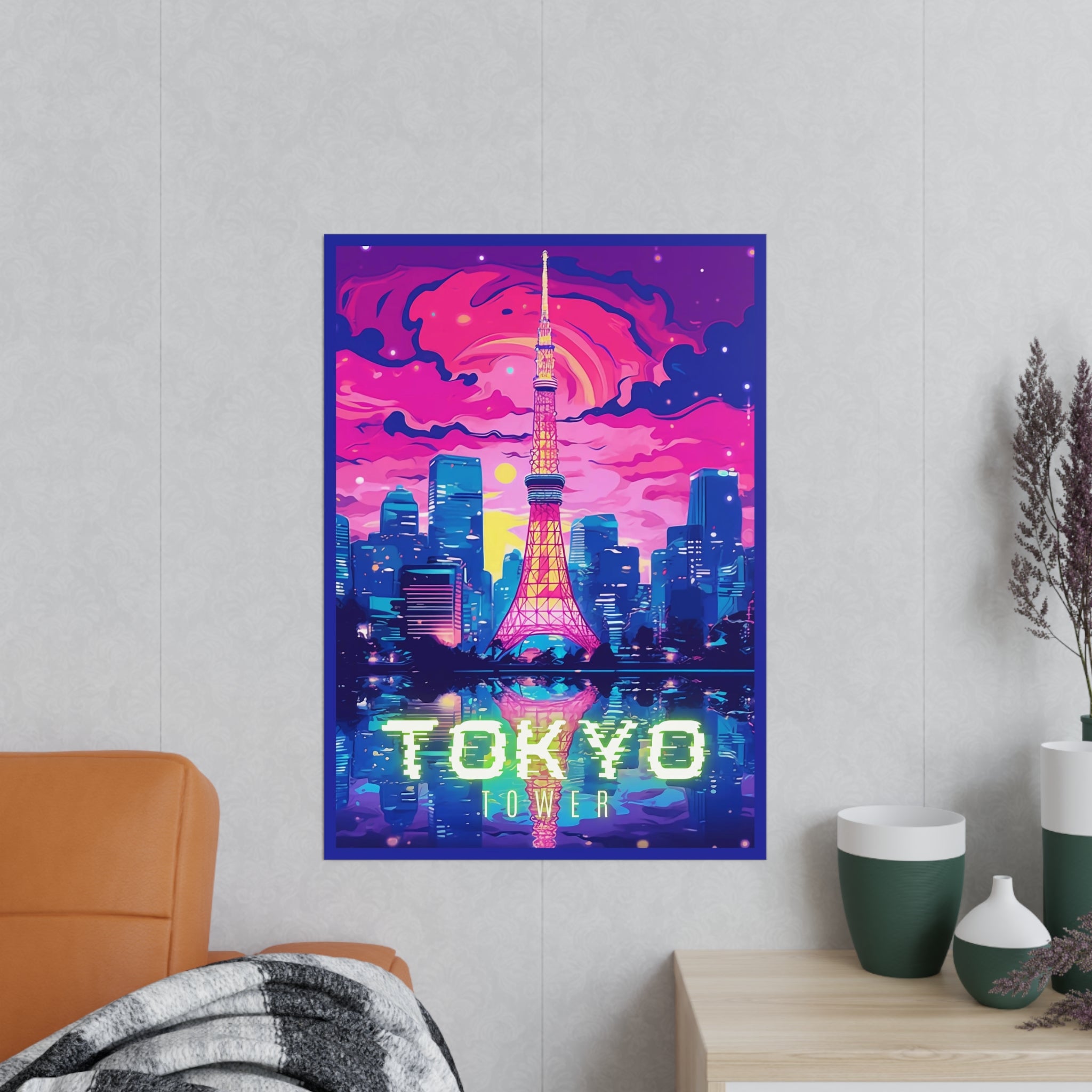 Tokio Tower Poster bei Nacht - Eindrucksvolles Travel Poster - Poster bei HappyHugPixels