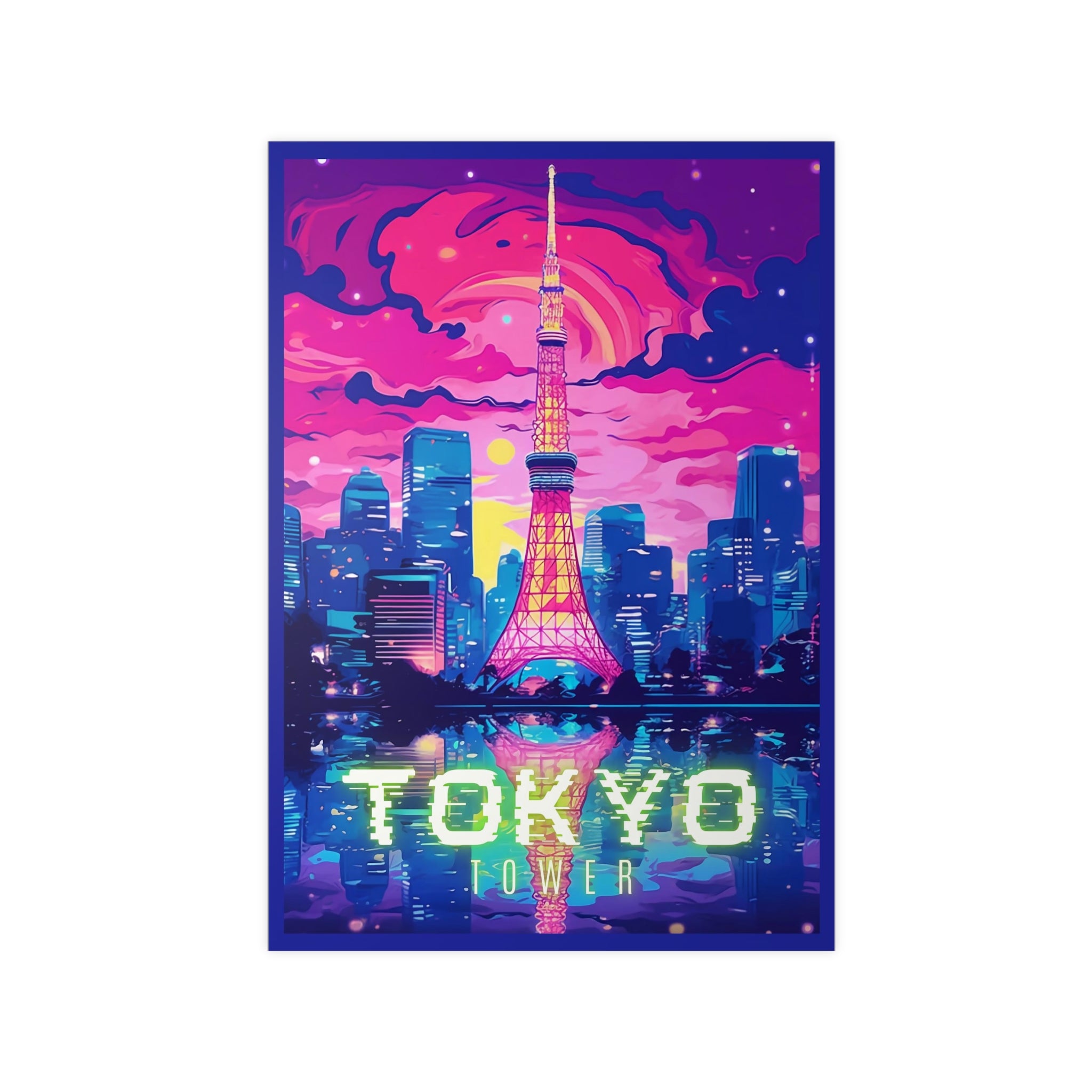 Tokio Tower Poster bei Nacht - Eindrucksvolles Travel Poster - Poster bei HappyHugPixels