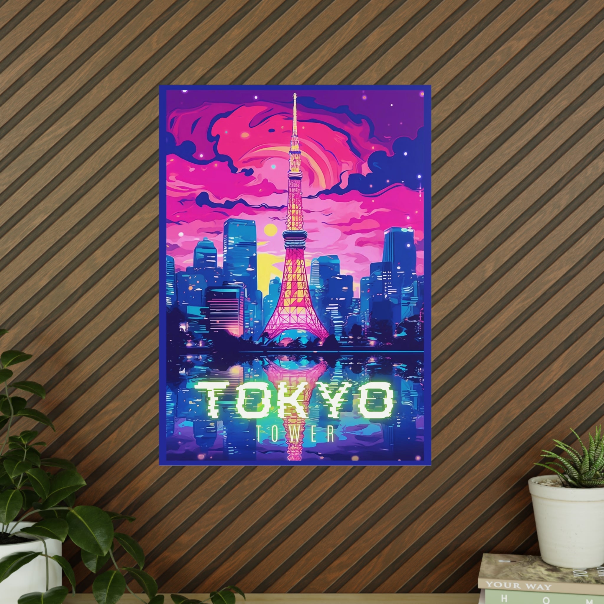 Tokio Tower Poster bei Nacht - Eindrucksvolles Travel Poster - Poster bei HappyHugPixels