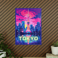 Tokio Tower Poster bei Nacht - Eindrucksvolles Travel Poster - Poster bei HappyHugPixels