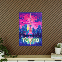 Tokio Tower Poster bei Nacht - Eindrucksvolles Travel Poster - Poster bei HappyHugPixels