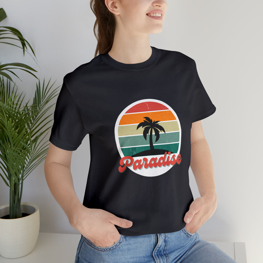 "Paradise"-Retro-Motiv T-Shirt - Vintage-Stil trifft Komfort - Unisex Jersey Short Sleeve Tee - HappyHugPixels Paradise Retro