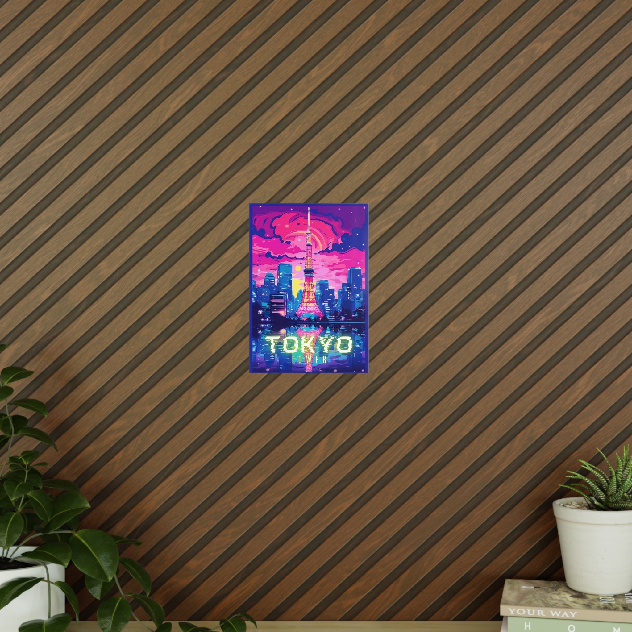 Tokio Tower Poster bei Nacht - Eindrucksvolles Travel Poster - Poster bei HappyHugPixels