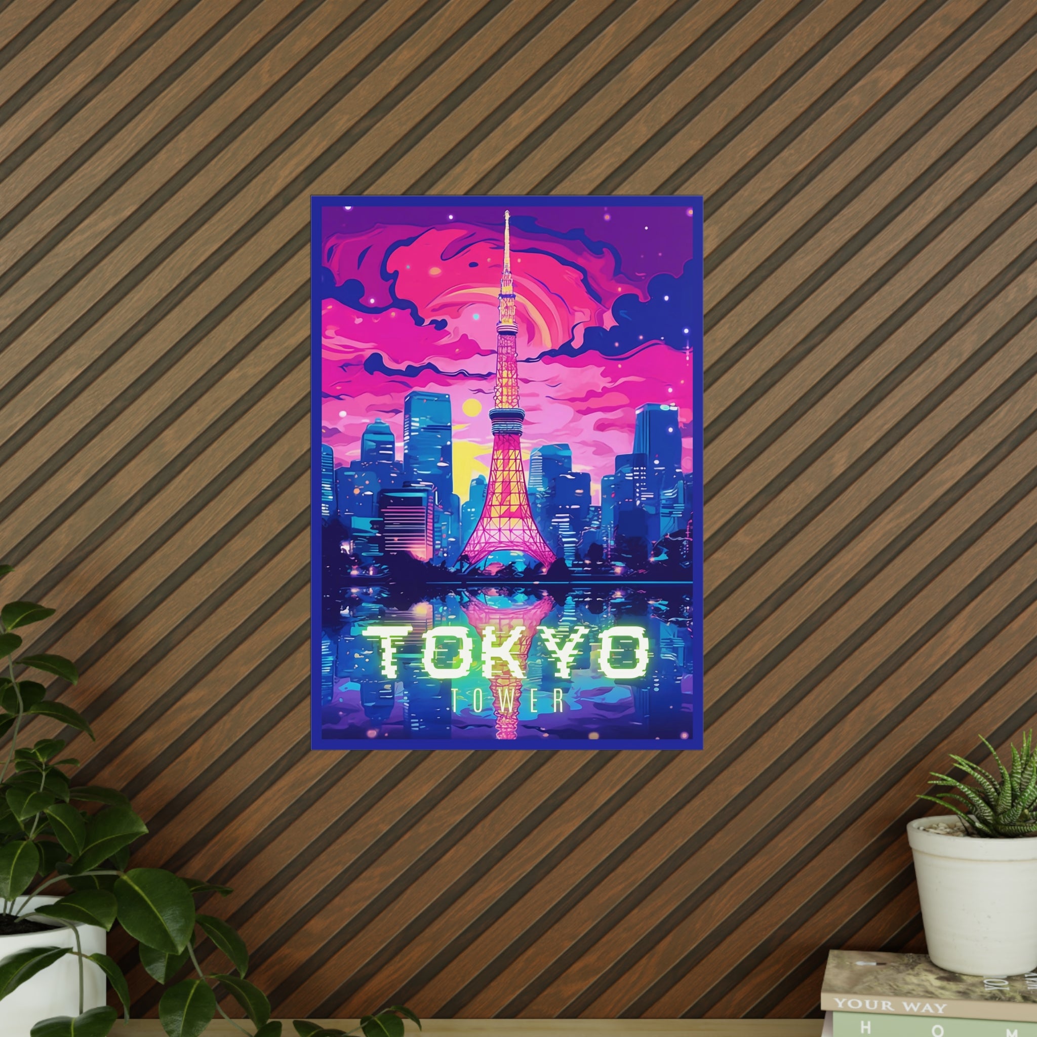 Tokio Tower Poster bei Nacht - Eindrucksvolles Travel Poster - Poster bei HappyHugPixels