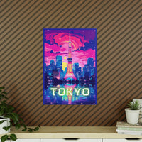 Tokio Tower Poster bei Nacht - Eindrucksvolles Travel Poster - Poster bei HappyHugPixels