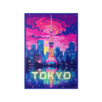 Tokio Tower Poster bei Nacht - Eindrucksvolles Travel Poster - Poster bei HappyHugPixels