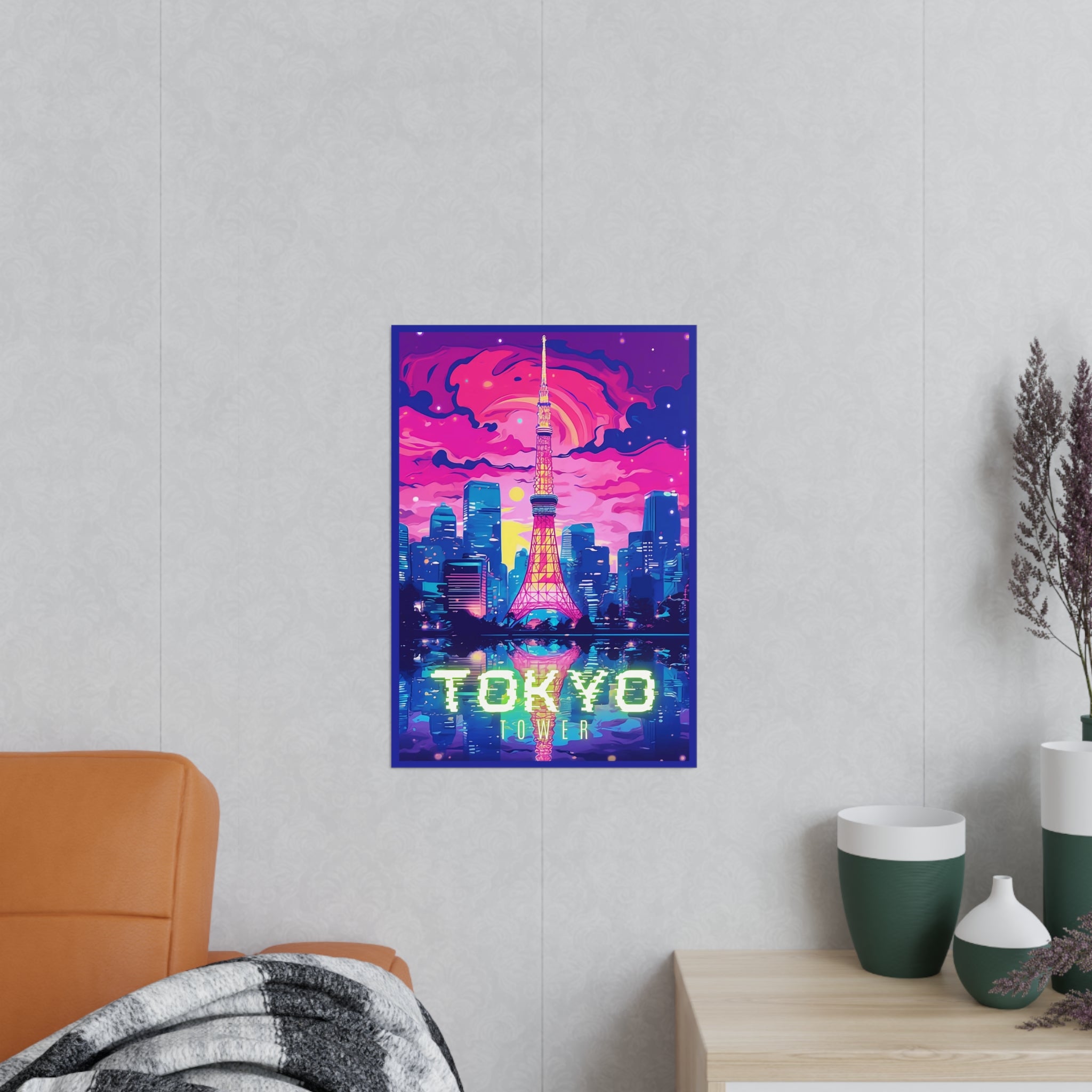 Tokio Tower Poster bei Nacht - Eindrucksvolles Travel Poster - Poster bei HappyHugPixels