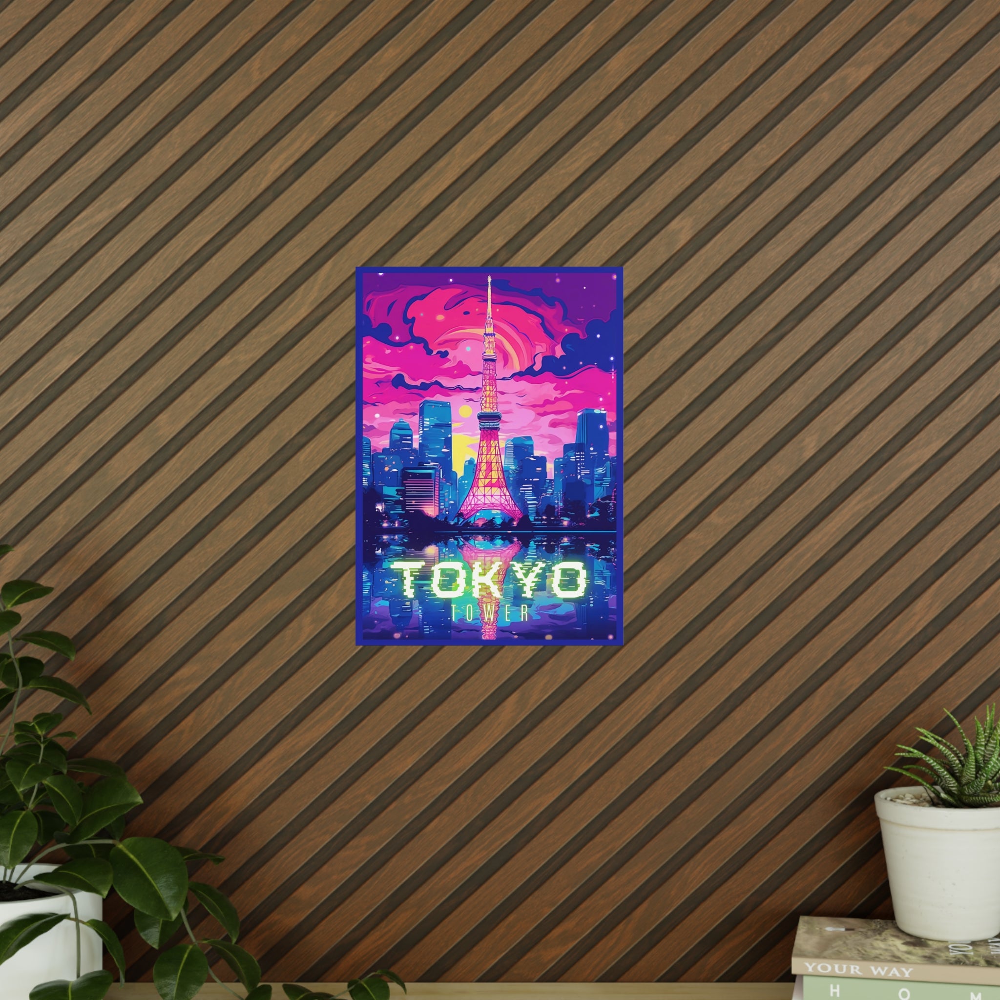 Tokio Tower Poster bei Nacht - Eindrucksvolles Travel Poster - Poster bei HappyHugPixels