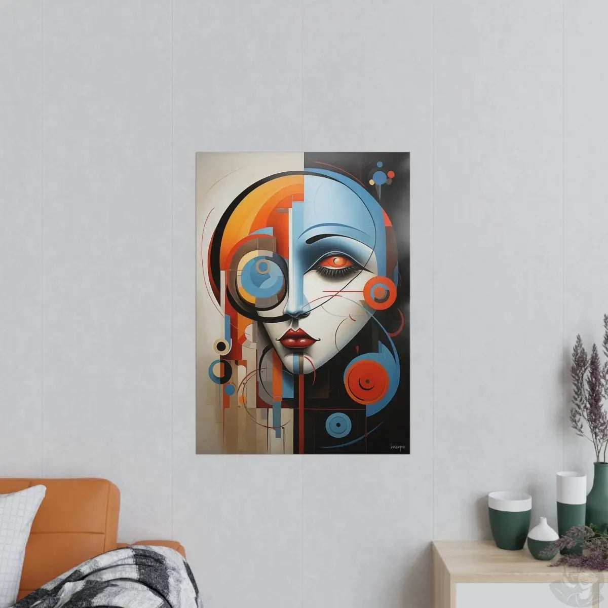 Abstraktes Kunstposter - Woman Face Art Poster - Poster bei HappyHugPixels