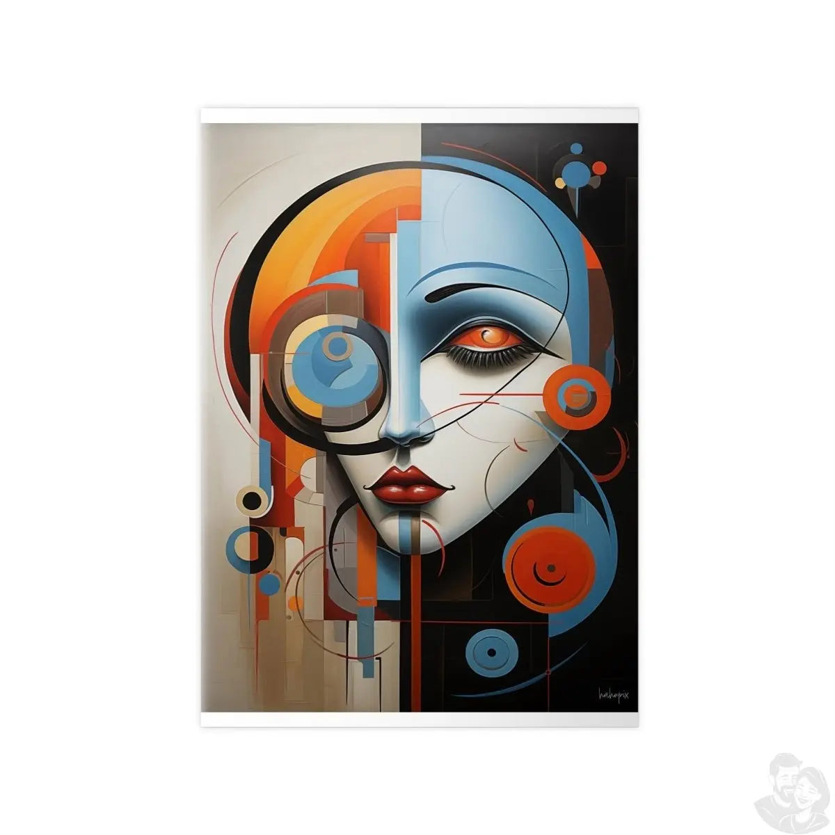 Abstraktes Kunstposter - Woman Face Art Poster - Poster bei HappyHugPixels