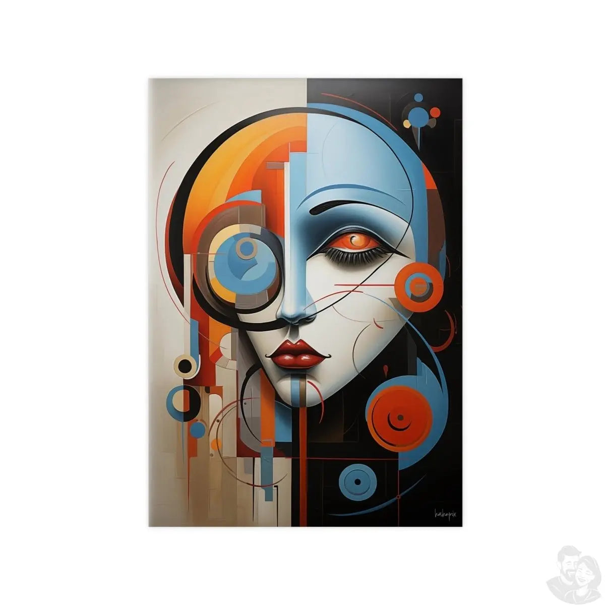 Abstraktes Kunstposter - Woman Face Art Poster - Poster bei HappyHugPixels