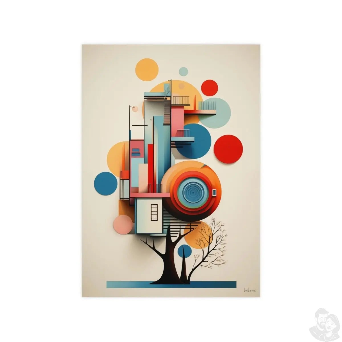 Bauhaus Poster Baum - Moderne Bauhaus Ästhetik - Abstraktes Design - Poster bei HappyHugPixels