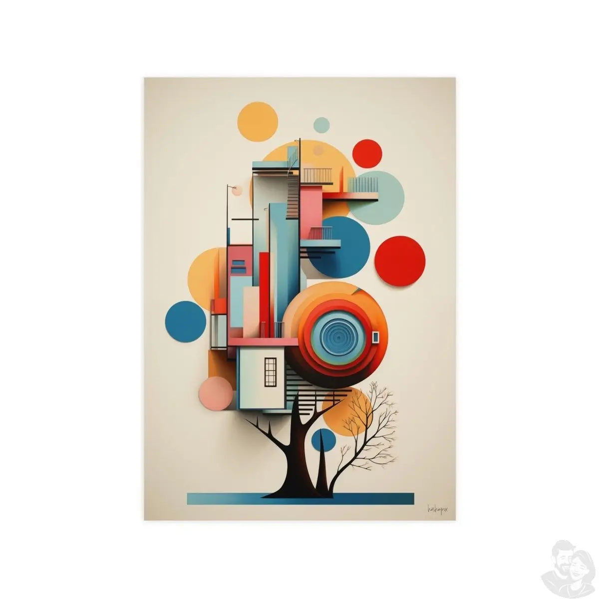 Bauhaus Poster Baum - Moderne Bauhaus Ästhetik - Abstraktes Design - Poster bei HappyHugPixels