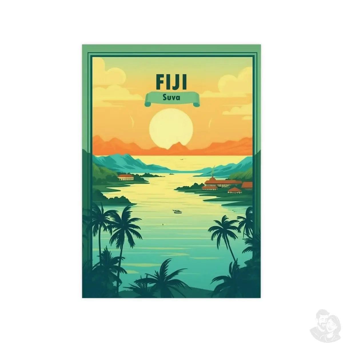 Fiji Poster - Exotisches Suva, Fiji Inseln - Travelposter Inselidylle - Poster bei HappyHugPixels