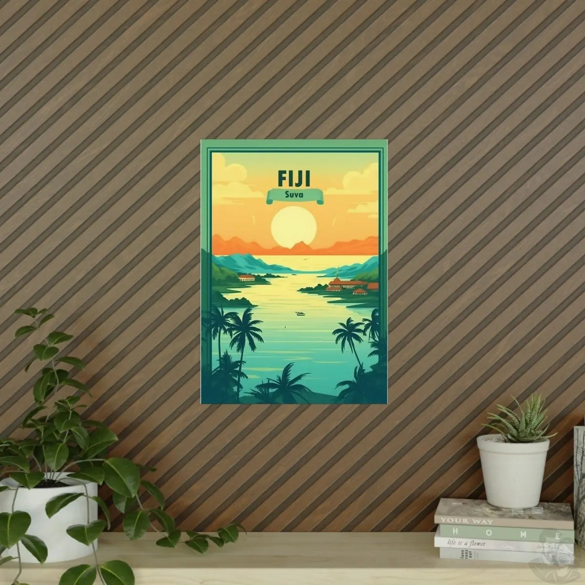 Fiji Poster - Exotisches Suva, Fiji Inseln - Travelposter Inselidylle - Poster bei HappyHugPixels