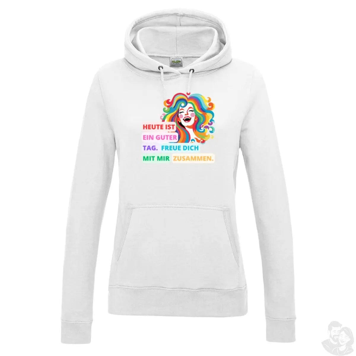 Fröhlicher Damen Hoodie 'Just Hoods College' - inspirierender Spruch - Hoodie bei HappyHugPixels