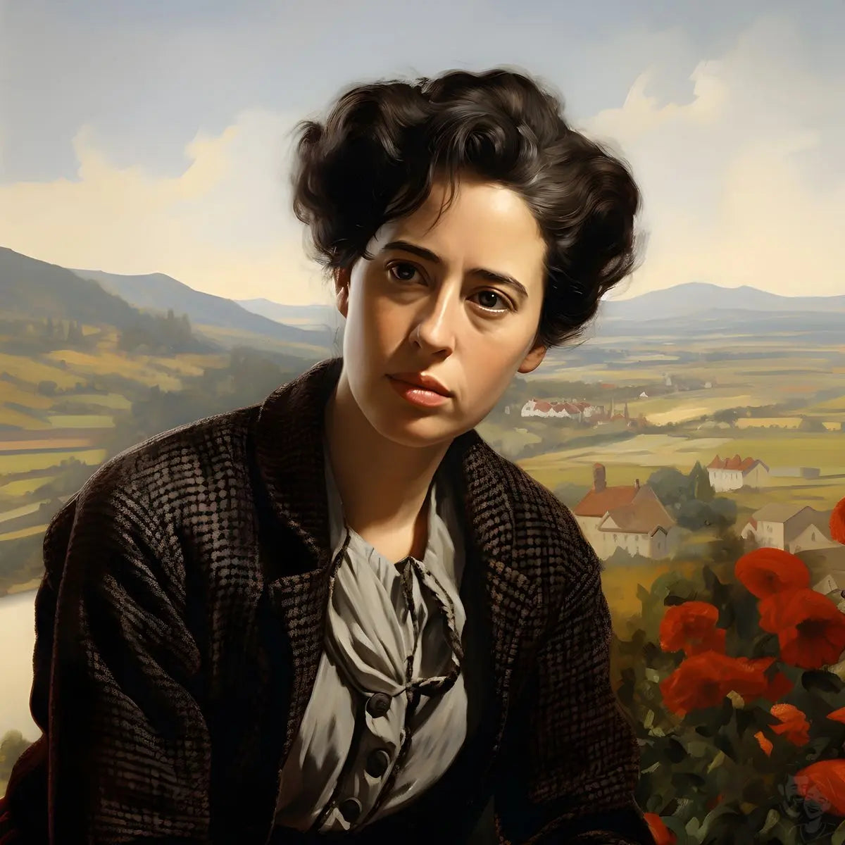 Hannah Arendt Portrait Leinwand - Renaissance KI Illustration - Prints bei HappyHugPixels