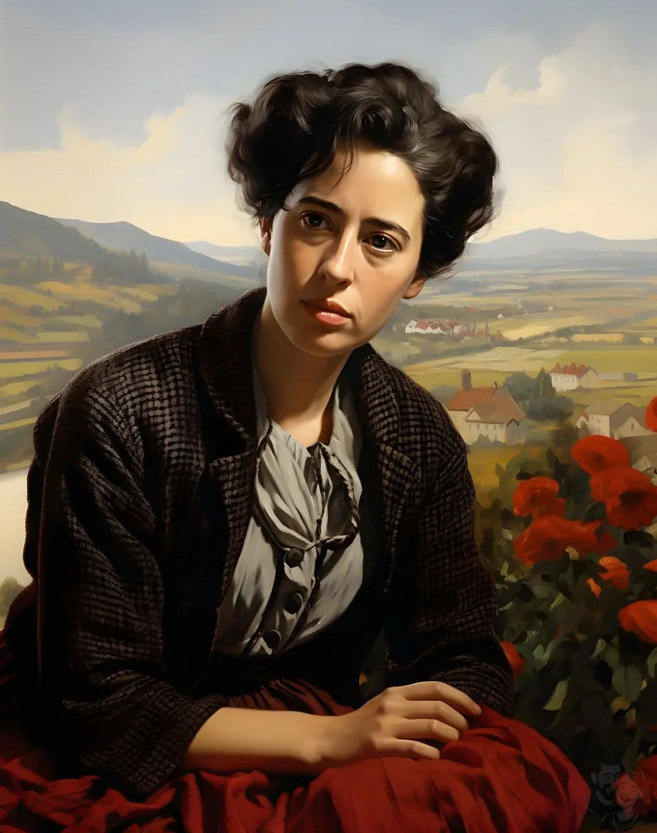 Hannah Arendt Portrait Leinwand - Renaissance KI Illustration - Prints bei HappyHugPixels