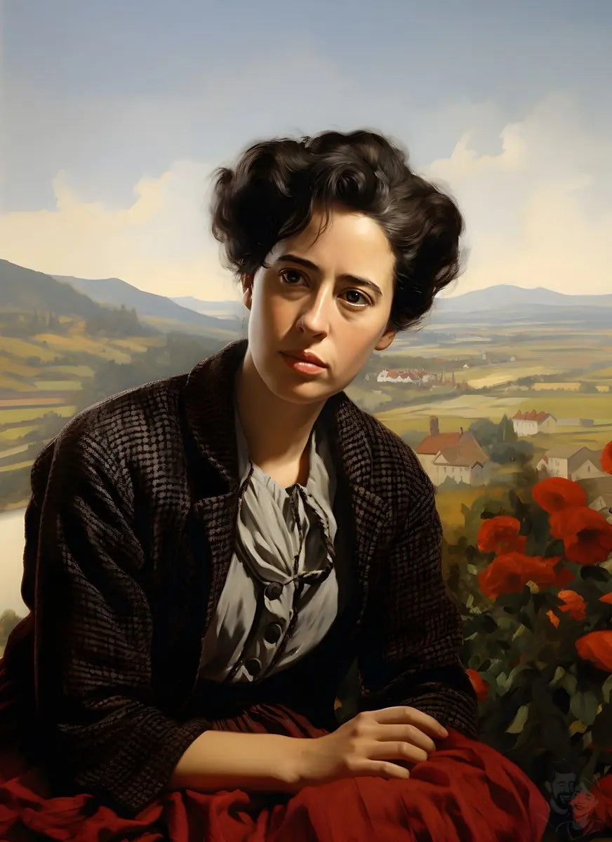 Hannah Arendt Portrait Leinwand - Renaissance KI Illustration - Prints bei HappyHugPixels