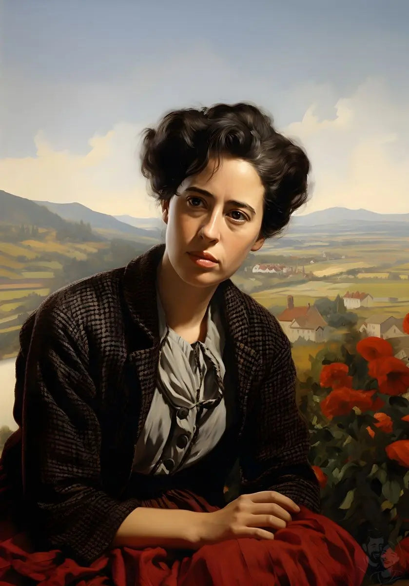 Hannah Arendt Portrait Leinwand - Renaissance KI Illustration - Prints bei HappyHugPixels