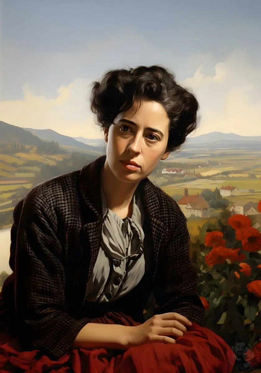 Hannah Arendt Portrait Leinwand - Renaissance KI Illustration - Prints bei HappyHugPixels