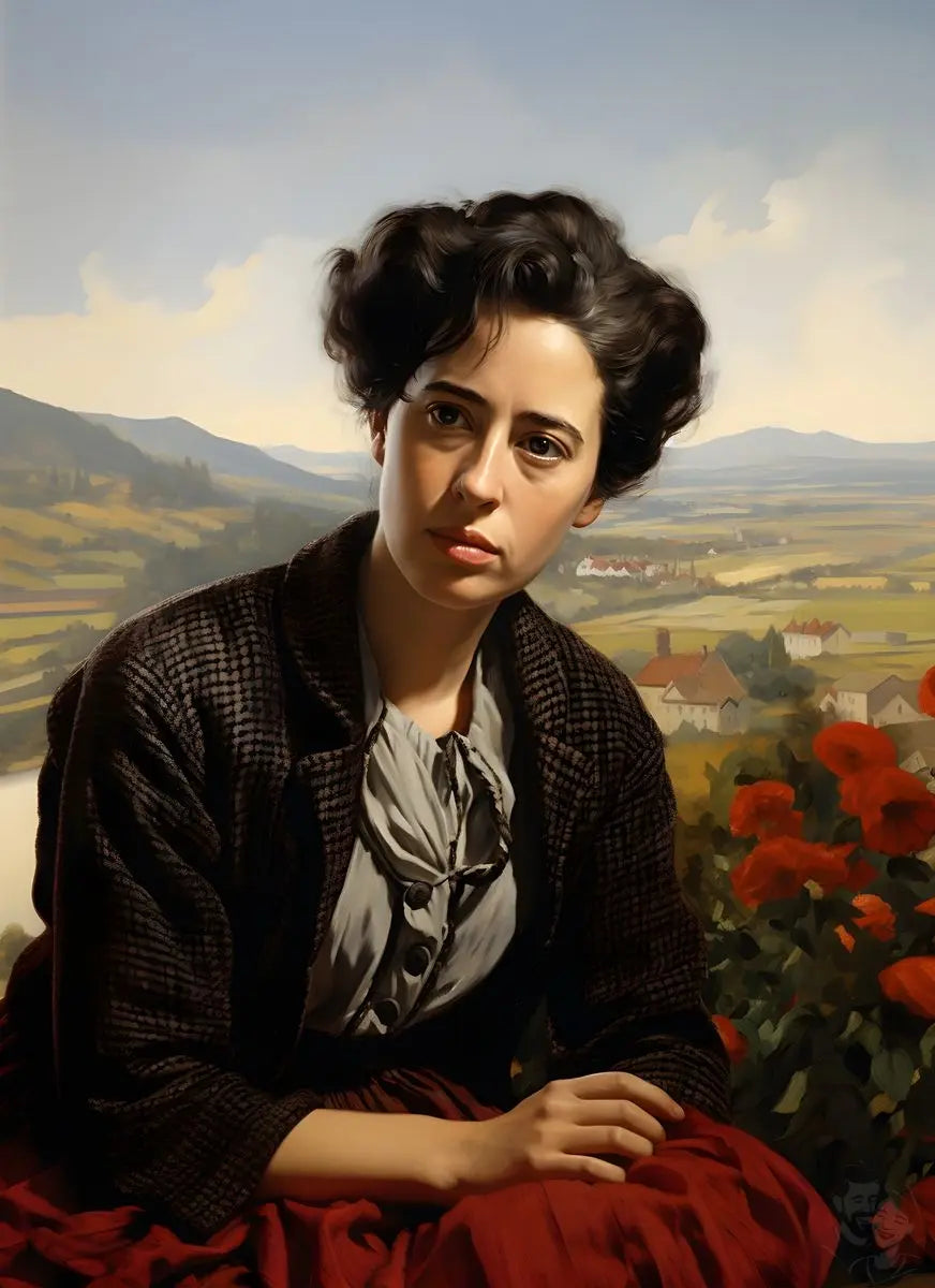 Hannah Arendt Portrait Leinwand - Renaissance KI Illustration - Prints bei HappyHugPixels