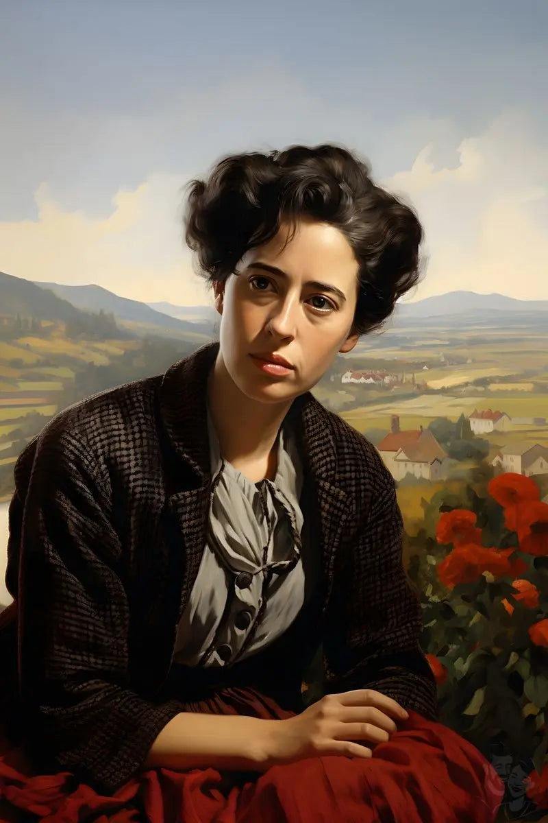 Hannah Arendt Portrait Leinwand - Renaissance KI Illustration - Prints bei HappyHugPixels