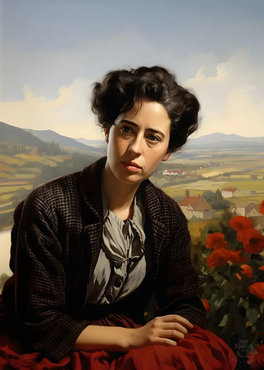 Hannah Arendt Portrait Leinwand - Renaissance KI Illustration - Prints bei HappyHugPixels