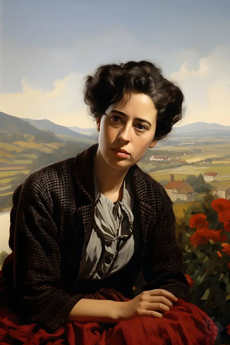 Hannah Arendt Portrait Leinwand - Renaissance KI Illustration - Prints bei HappyHugPixels