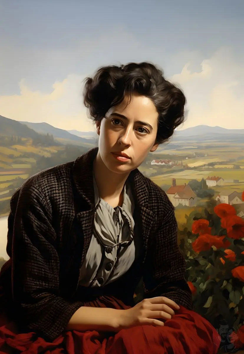 Hannah Arendt Portrait Leinwand - Renaissance KI Illustration - Prints bei HappyHugPixels