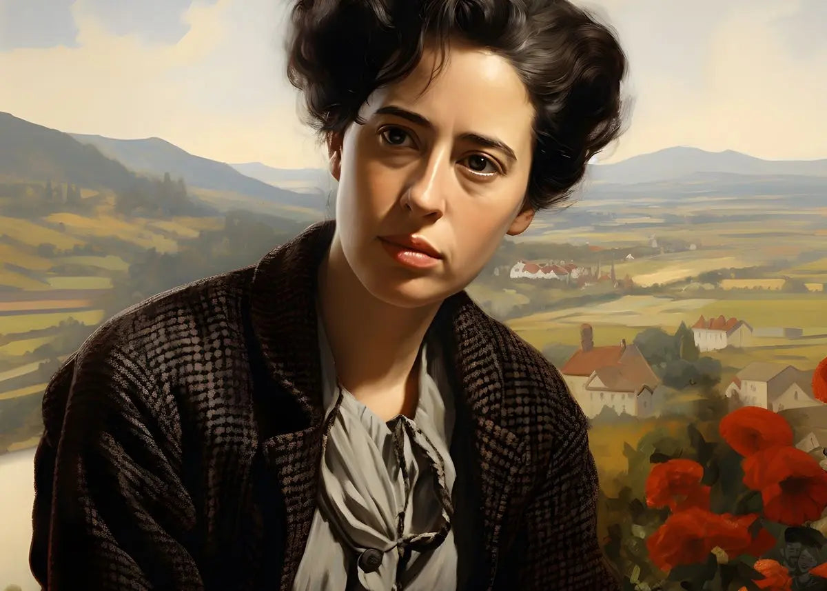 Hannah Arendt Portrait Leinwand - Renaissance KI Illustration - Prints bei HappyHugPixels