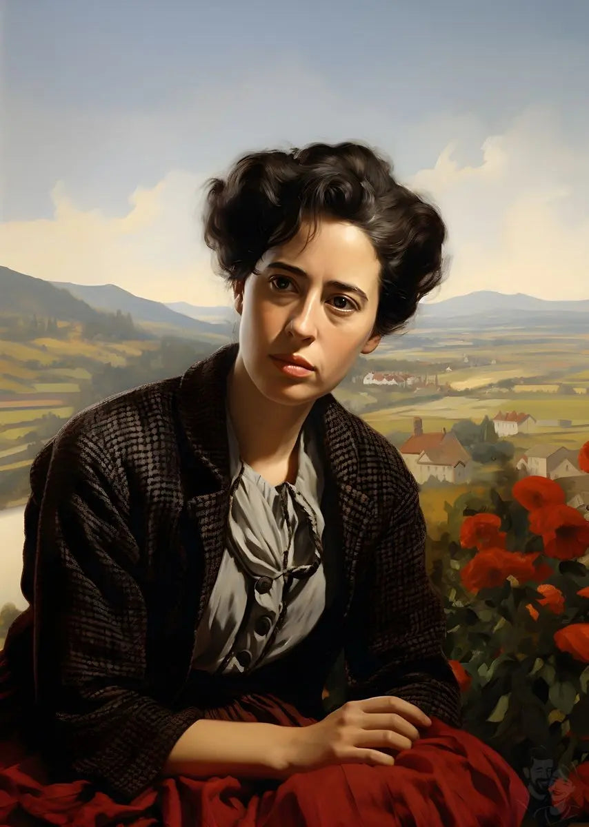 Hannah Arendt Portrait Leinwand - Renaissance KI Illustration - Prints bei HappyHugPixels