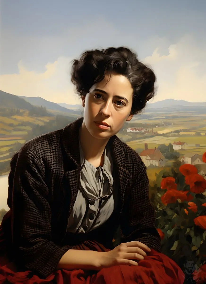 Hannah Arendt Portrait Leinwand - Renaissance KI Illustration - Prints bei HappyHugPixels