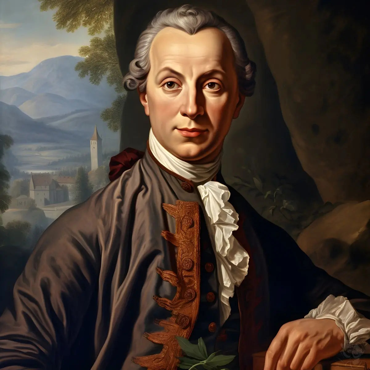 Immanuel Kant Portrait Leinwand - Renaissance KI Illustration - Poster bei HappyHugPixels