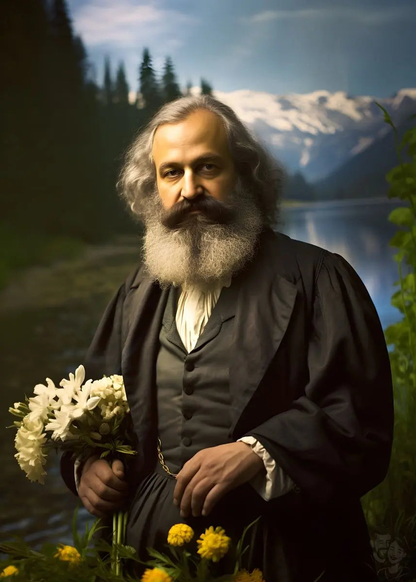 Karl Marx Portrait Leinwand - Renaissance KI Kunst - Poster bei HappyHugPixels
