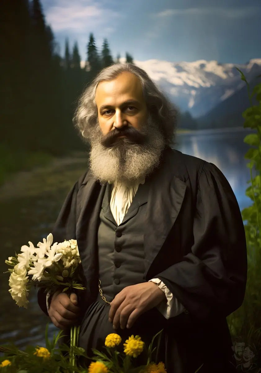 Karl Marx Portrait Leinwand - Renaissance KI Kunst - Poster bei HappyHugPixels