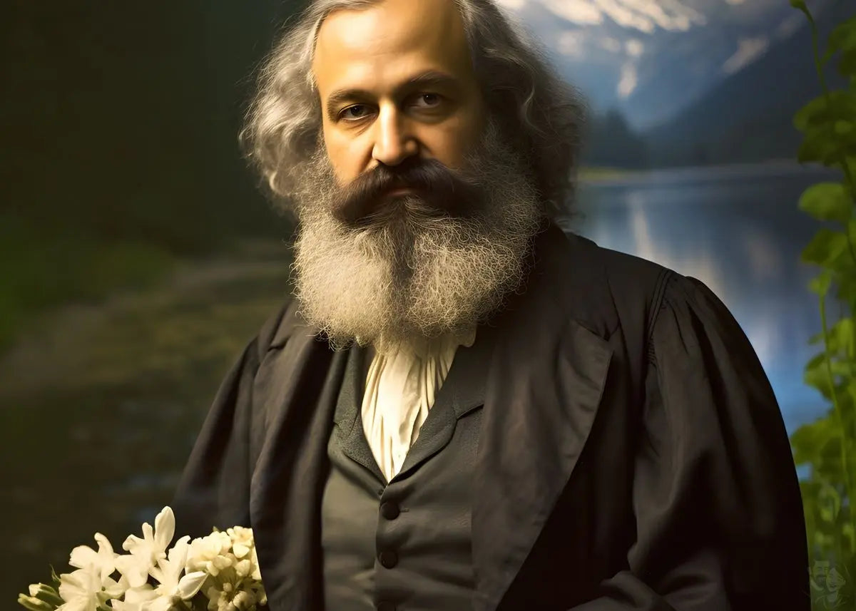 Karl Marx Portrait Leinwand - Renaissance KI Kunst - Poster bei HappyHugPixels