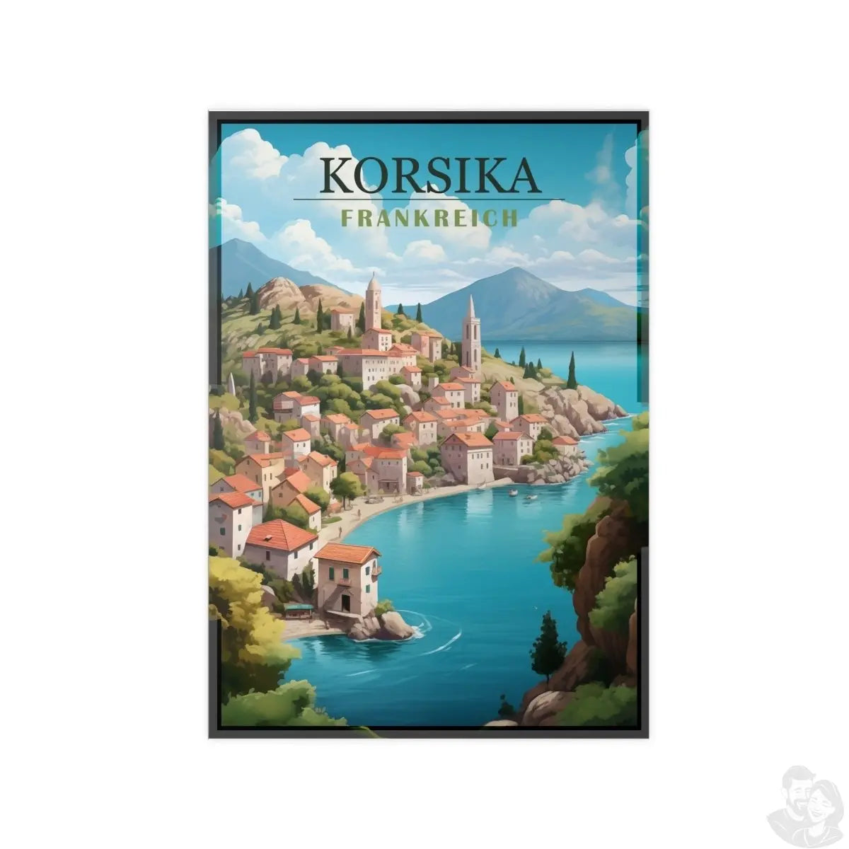 Korsika Poster - Wunderschöne KI Illustration Travelposter - Poster bei HappyHugPixels