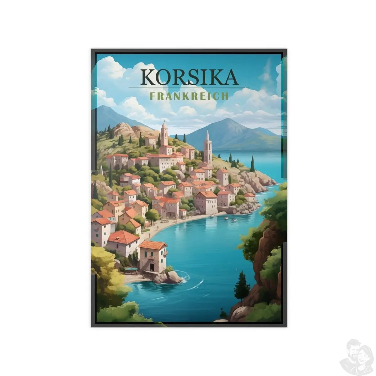 Korsika Poster - Wunderschöne KI Illustration Travelposter - Poster bei HappyHugPixels