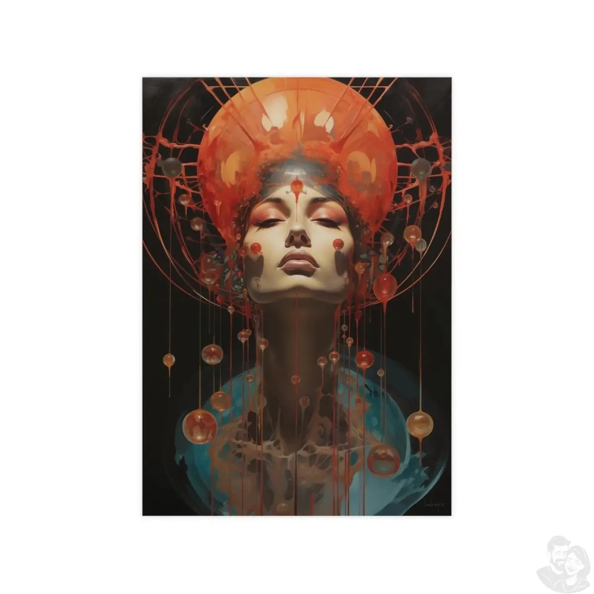 Kosmische Königin Surrealismus Poster - Frau mit Krone - Poster bei HappyHugPixels