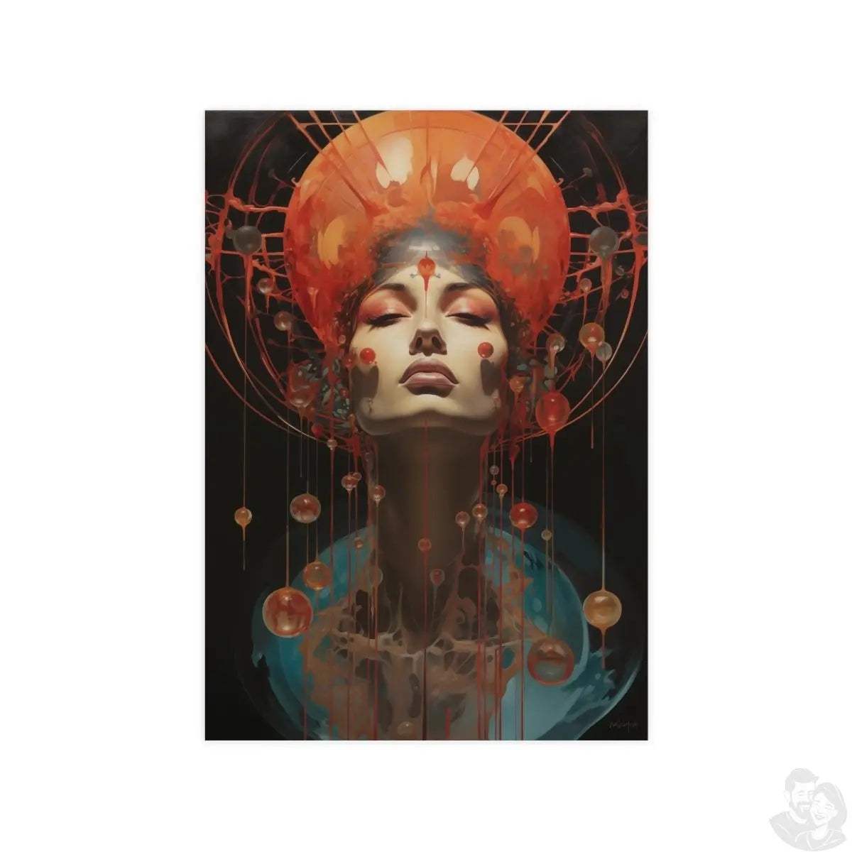 Kosmische Königin Surrealismus Poster - Frau mit Krone - Poster bei HappyHugPixels