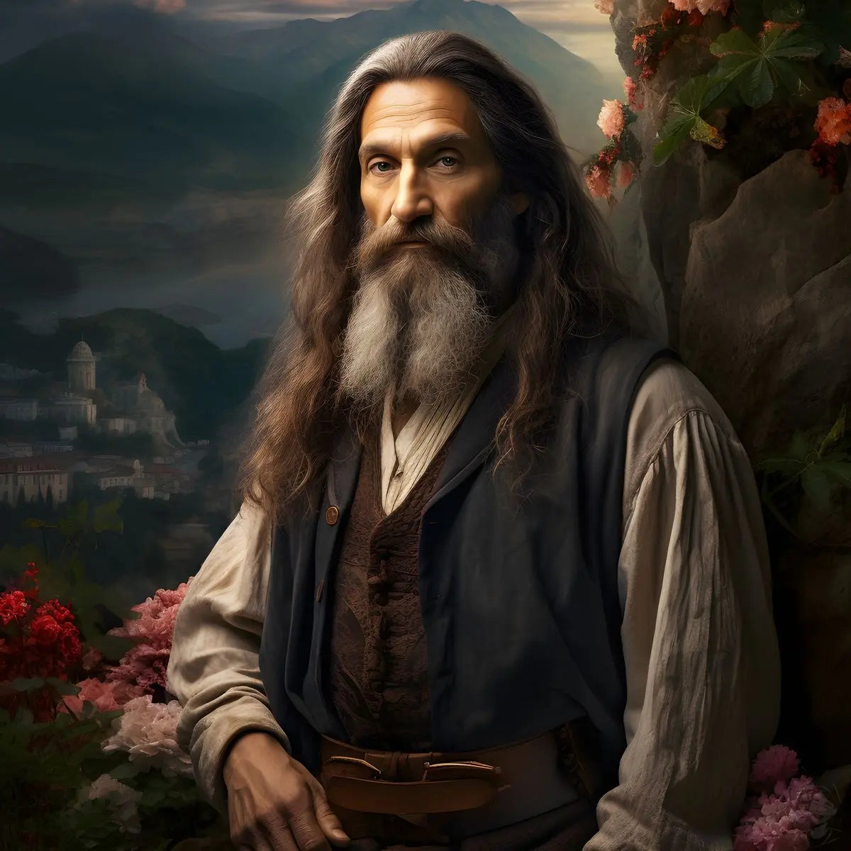 Leonardo da Vinci Portrait Leinwand - Renaissance KI Kunst - Poster bei HappyHugPixels