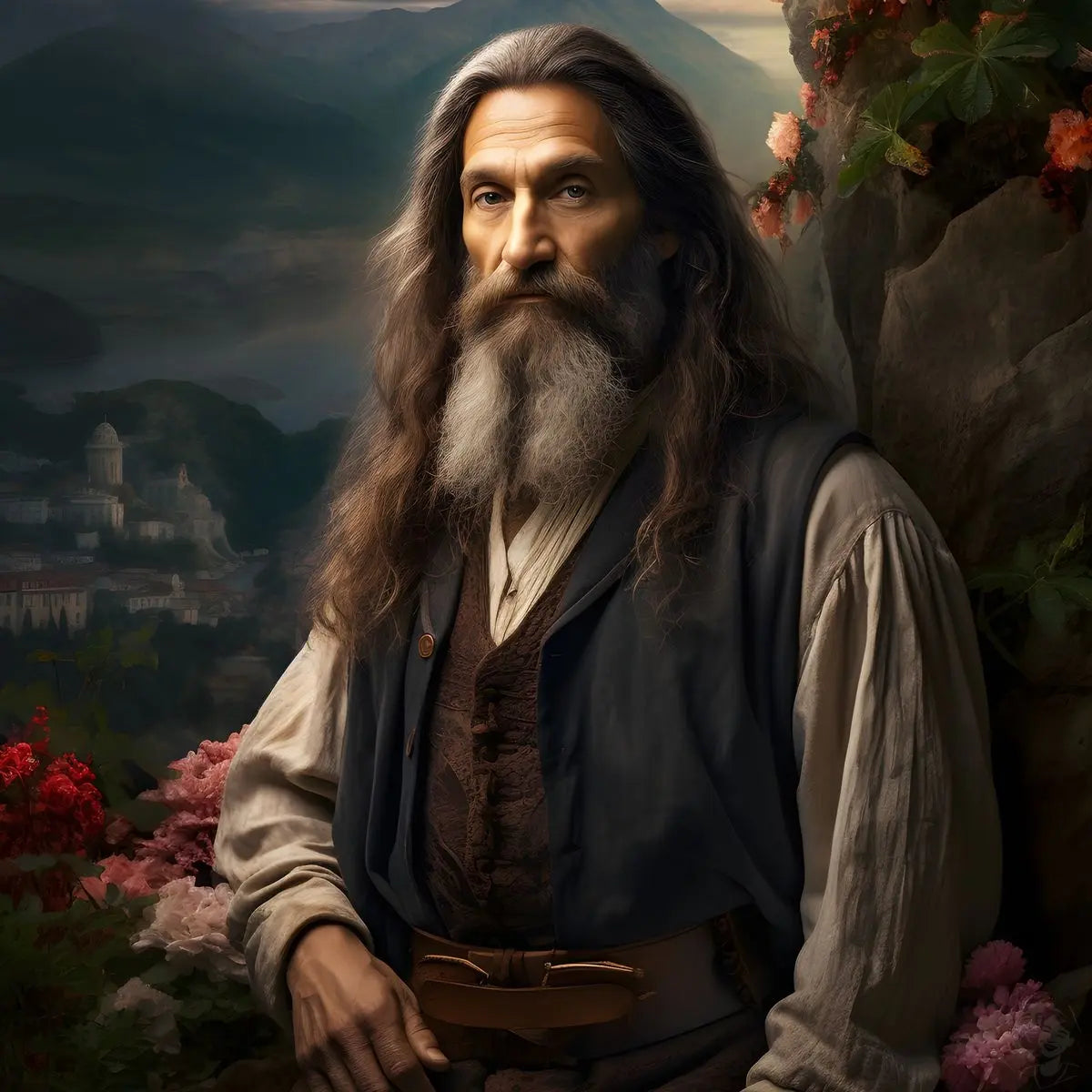 Leonardo da Vinci Portrait Leinwand - Renaissance KI Kunst - Poster bei HappyHugPixels