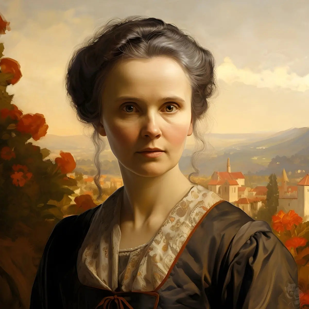 Marie Curie Portrait Leinwand - Renaissance KI Kunst - Prints bei HappyHugPixels