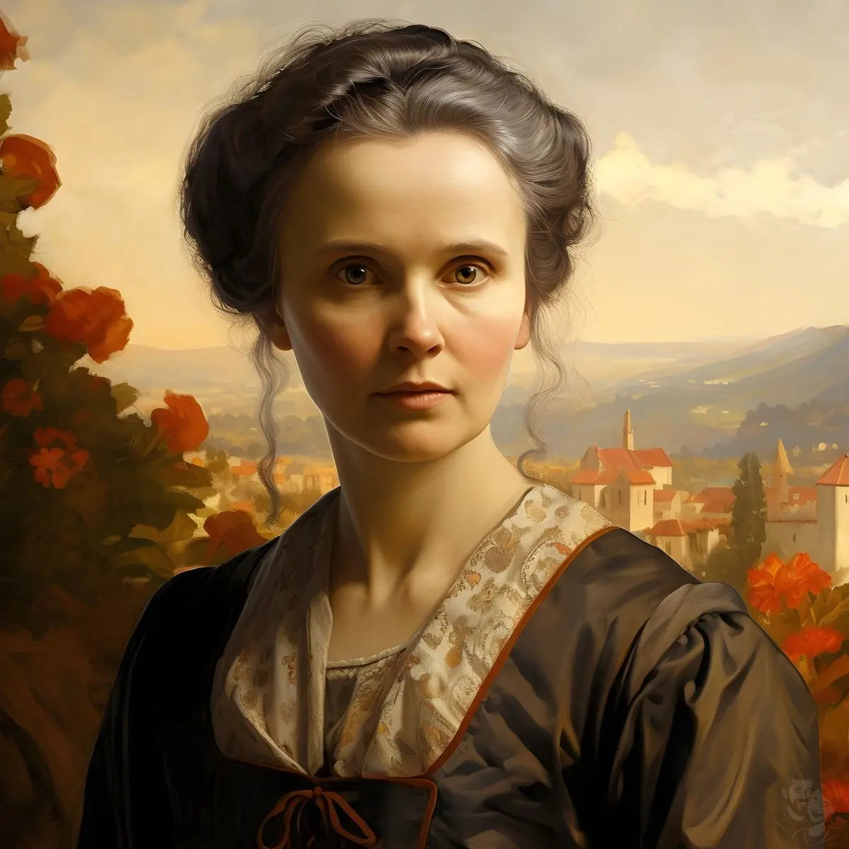 Marie Curie Portrait Leinwand - Renaissance KI Kunst - Prints bei HappyHugPixels
